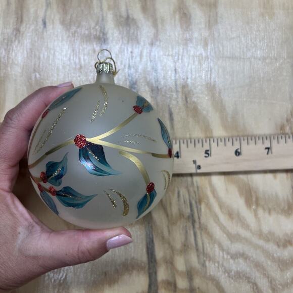 Bellagio Italian Mouth Blown Glass Christmas Holly Ornament Italy With Box - Picture 8 of 8